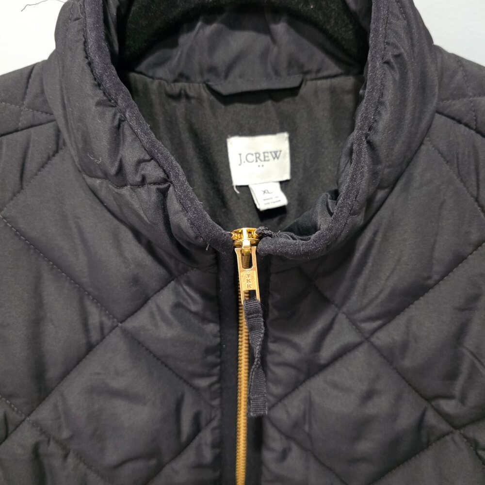 J.Crew Black Quilted Vest Women’s XL Zip Front Lightweight Outerwear - Picture 2 of 7